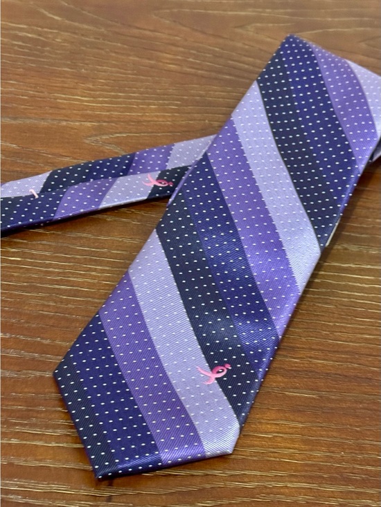 Susan G. Komen Other - NWT Susan G Komen Men's Purple Striped Neck Tie Pink Ribbon - Knots for Hope